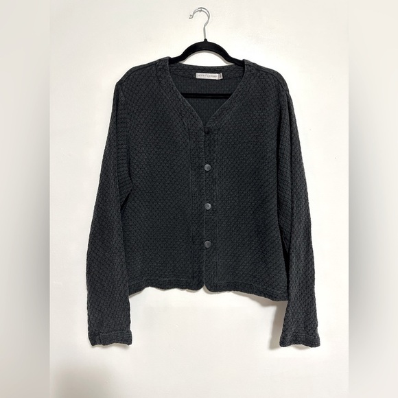 Cut Loose Quilted Button Up Tencel Jacket in Washed Black - Picture 1 of 5
